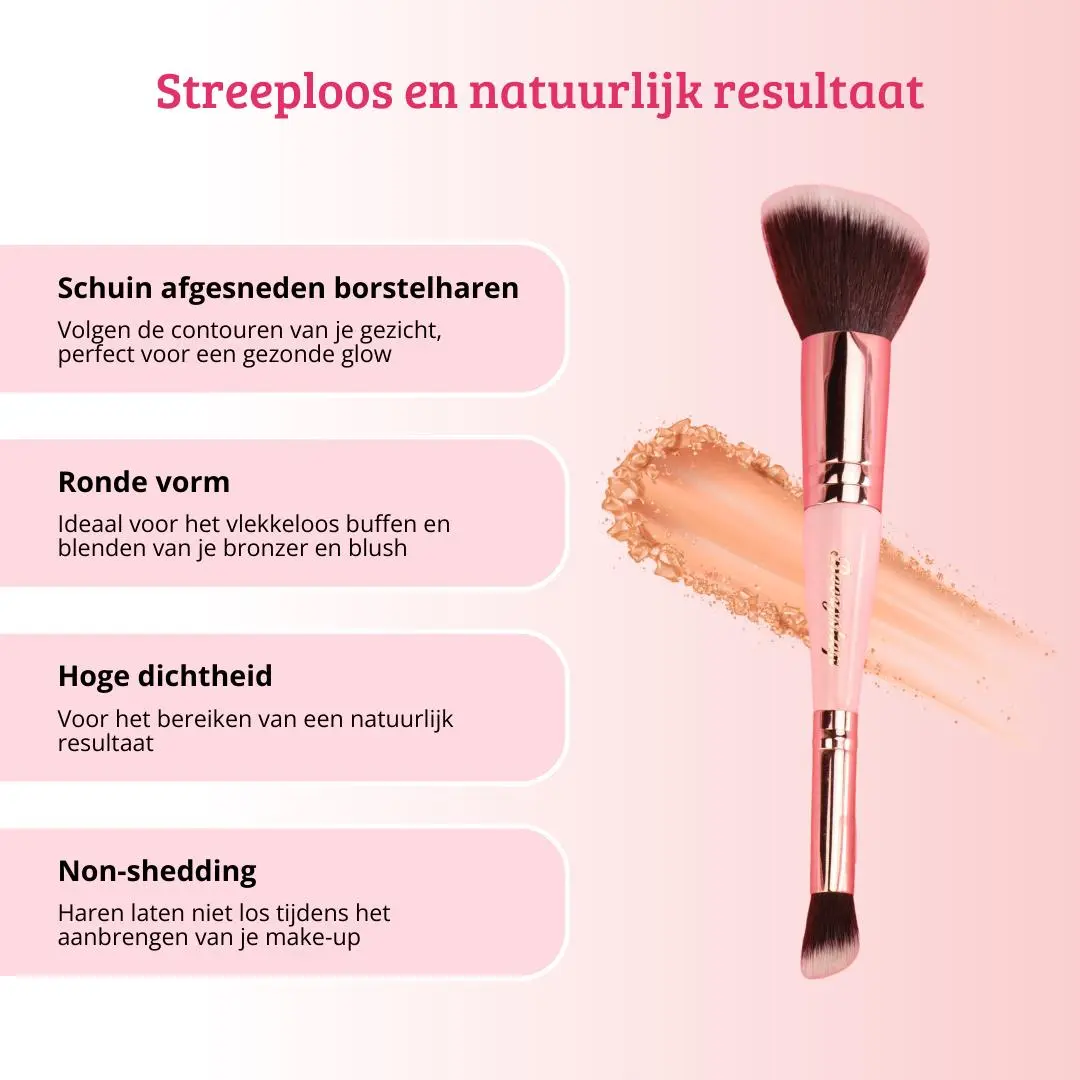 Soft Pink & Gold Bronzer & Blush Blending Brush - Image 3