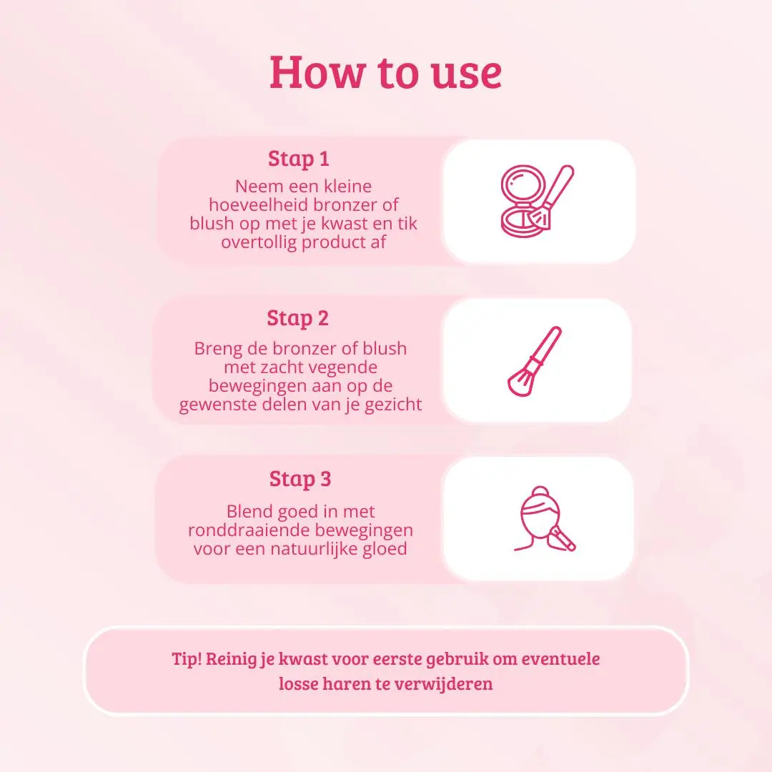 Soft Pink & Gold Bronzer & Blush Blending Brush - Image 5