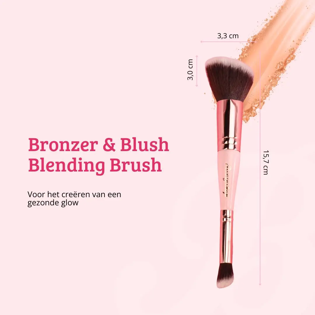Soft Pink & Gold Bronzer & Blush Blending Brush - Image 7