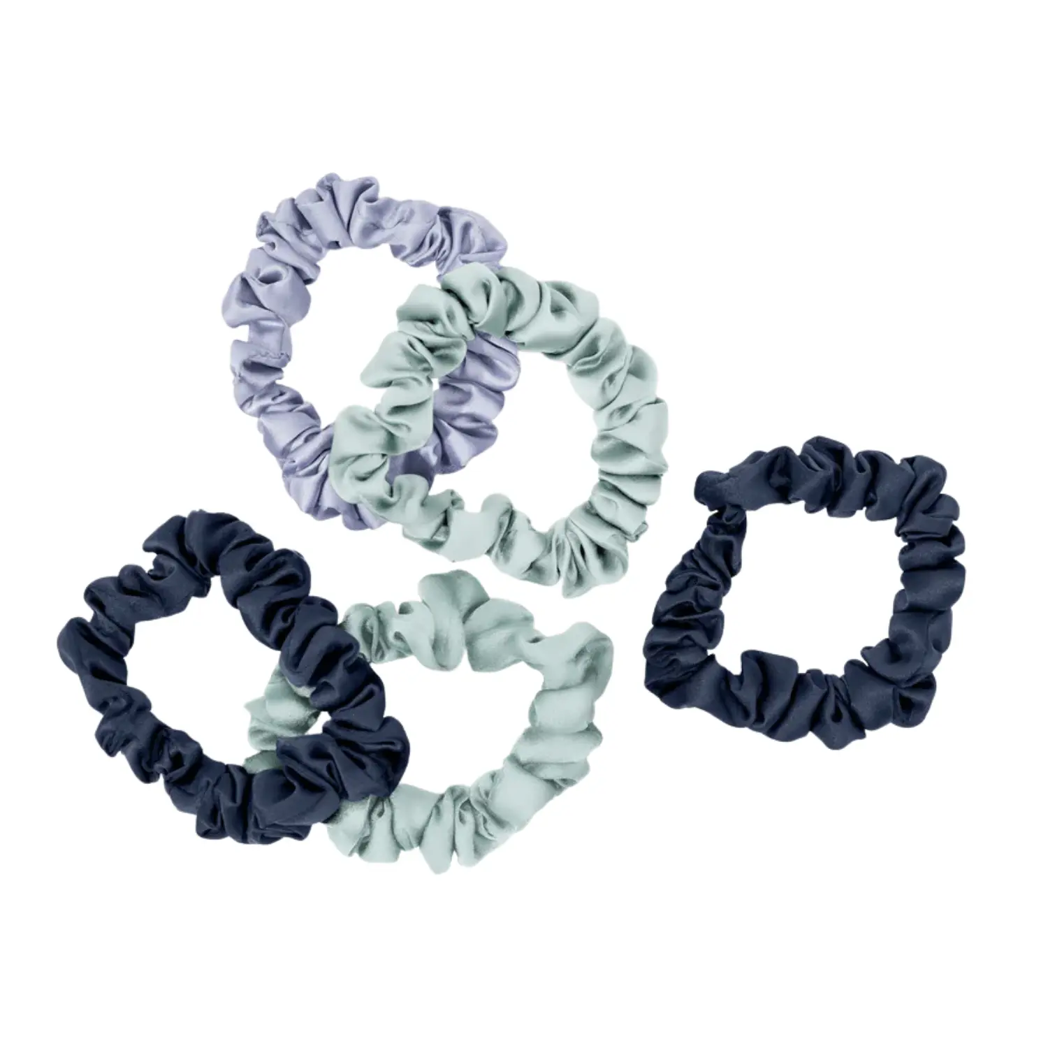 Ruched Satin Scrunchies 5pc Set Garden Bouquet - Image 6