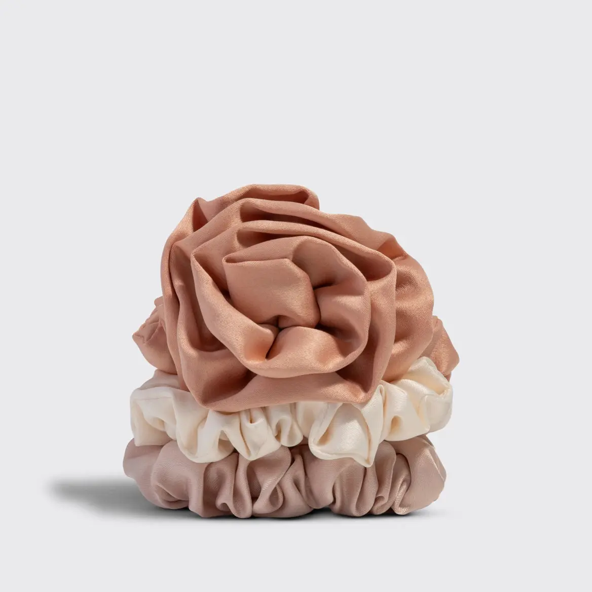 Satin Rosette Ruched Scrunchies Set Terracotta - Image 5