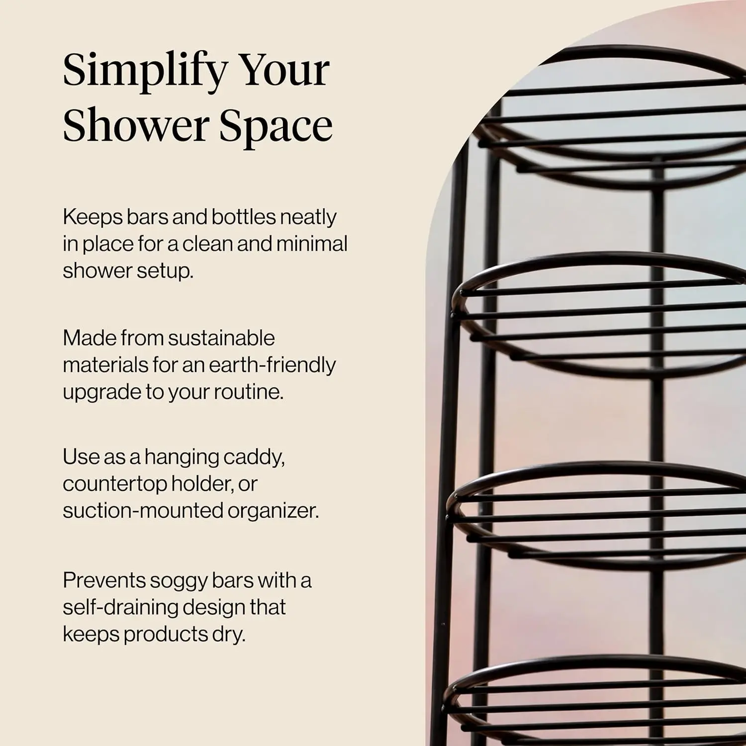 Self Draining Shower Caddy Black - Image 5