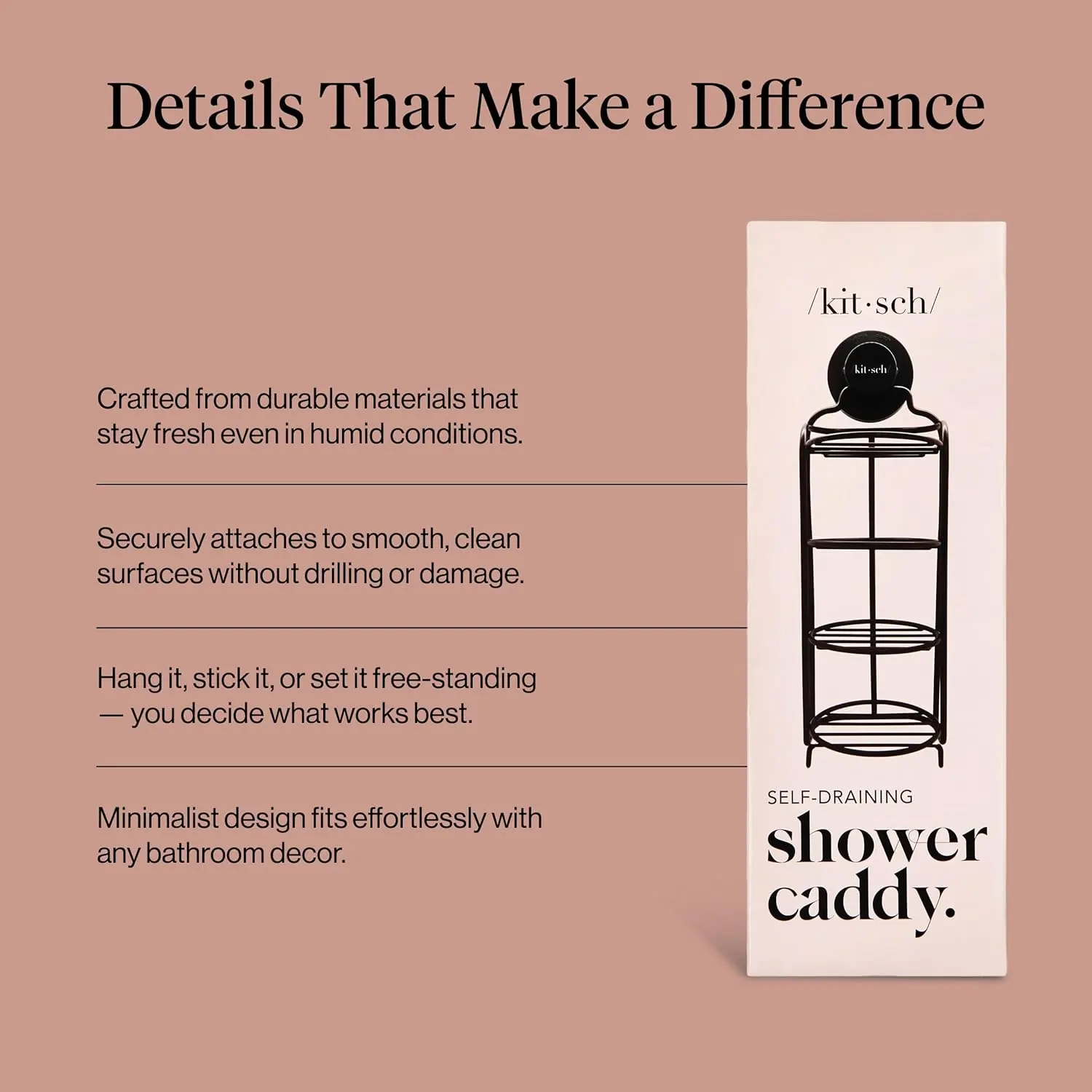 Self Draining Shower Caddy Black - Image 7