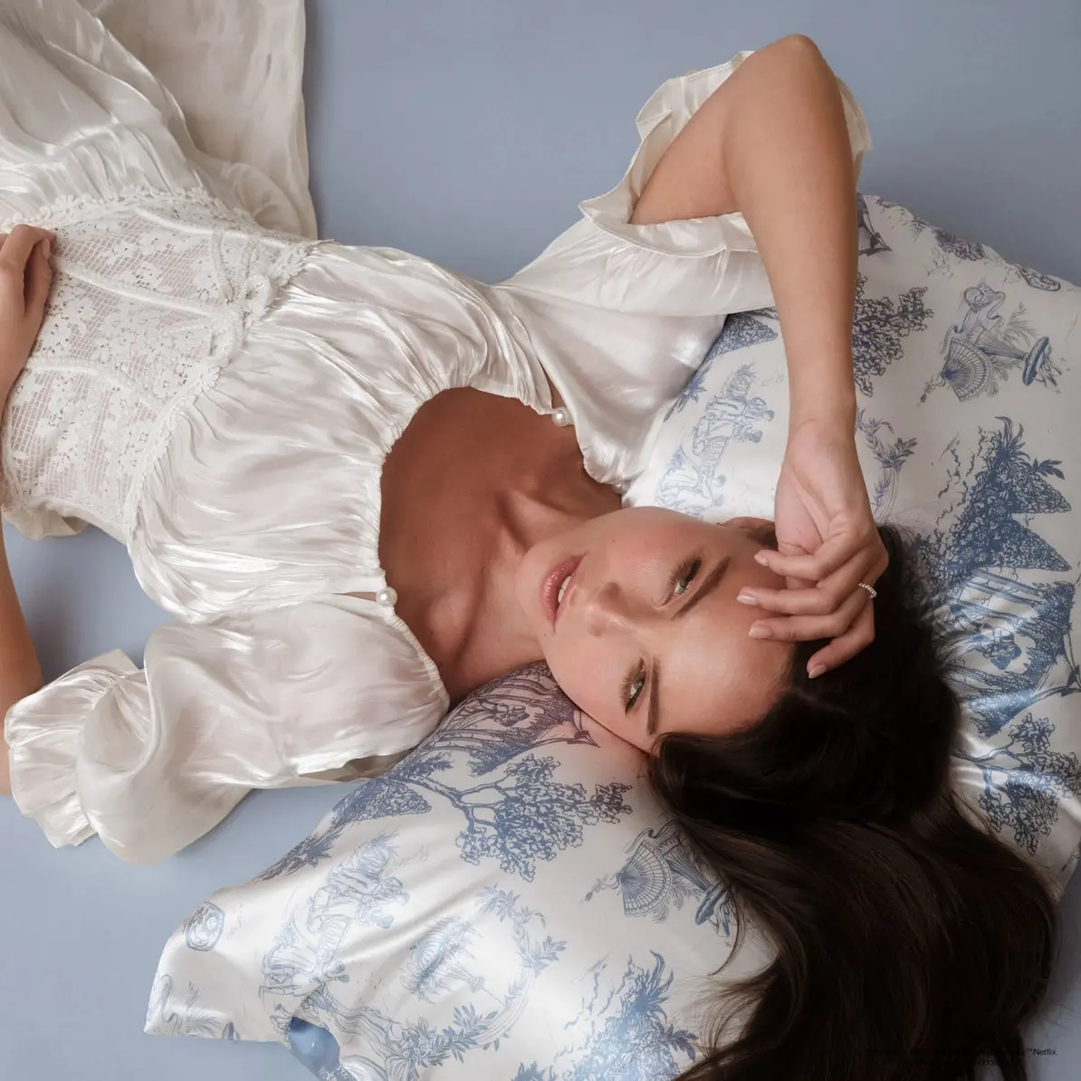 x Bridgerton Satin Pillowcase Garden Toile - Image 4