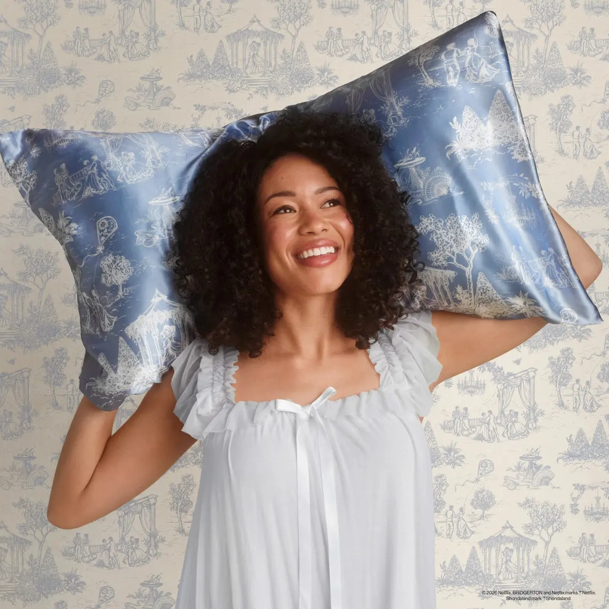 x Bridgerton Satin Pillowcase Garden Toile King - Image 4